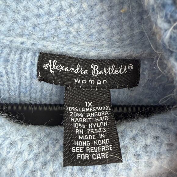 Vintage Alexandra Bartlett Sweater Womens 1X Wool Angora Knit Turtleneck Striped - Picture 7 of 9